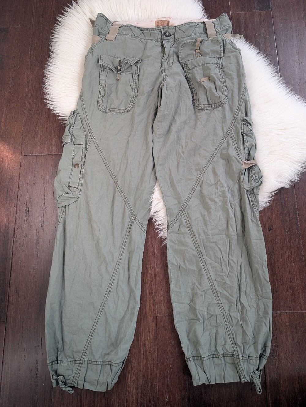 Y2K Abercrombie & Fitch Army Green Military Utility Cargo Pants Paratrooper 8
